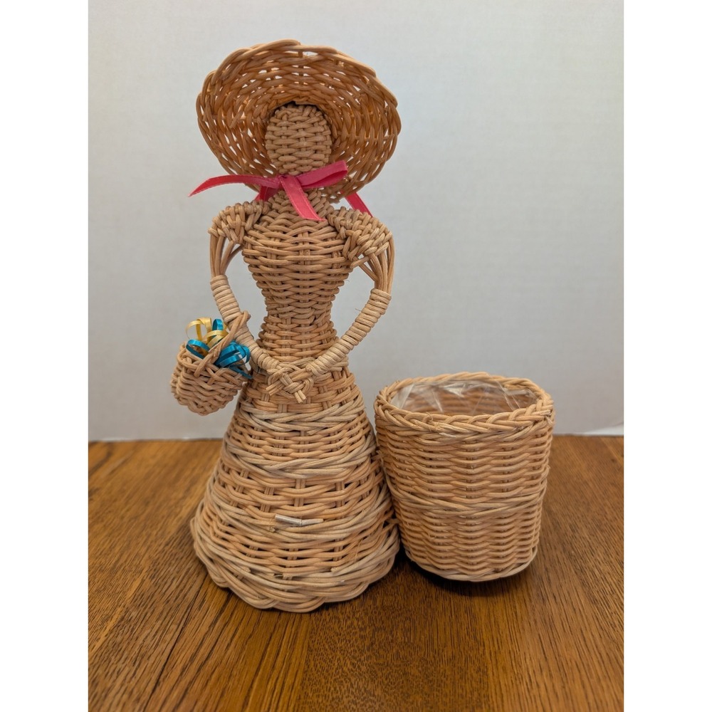 Vintage Wicker Woman With Basket